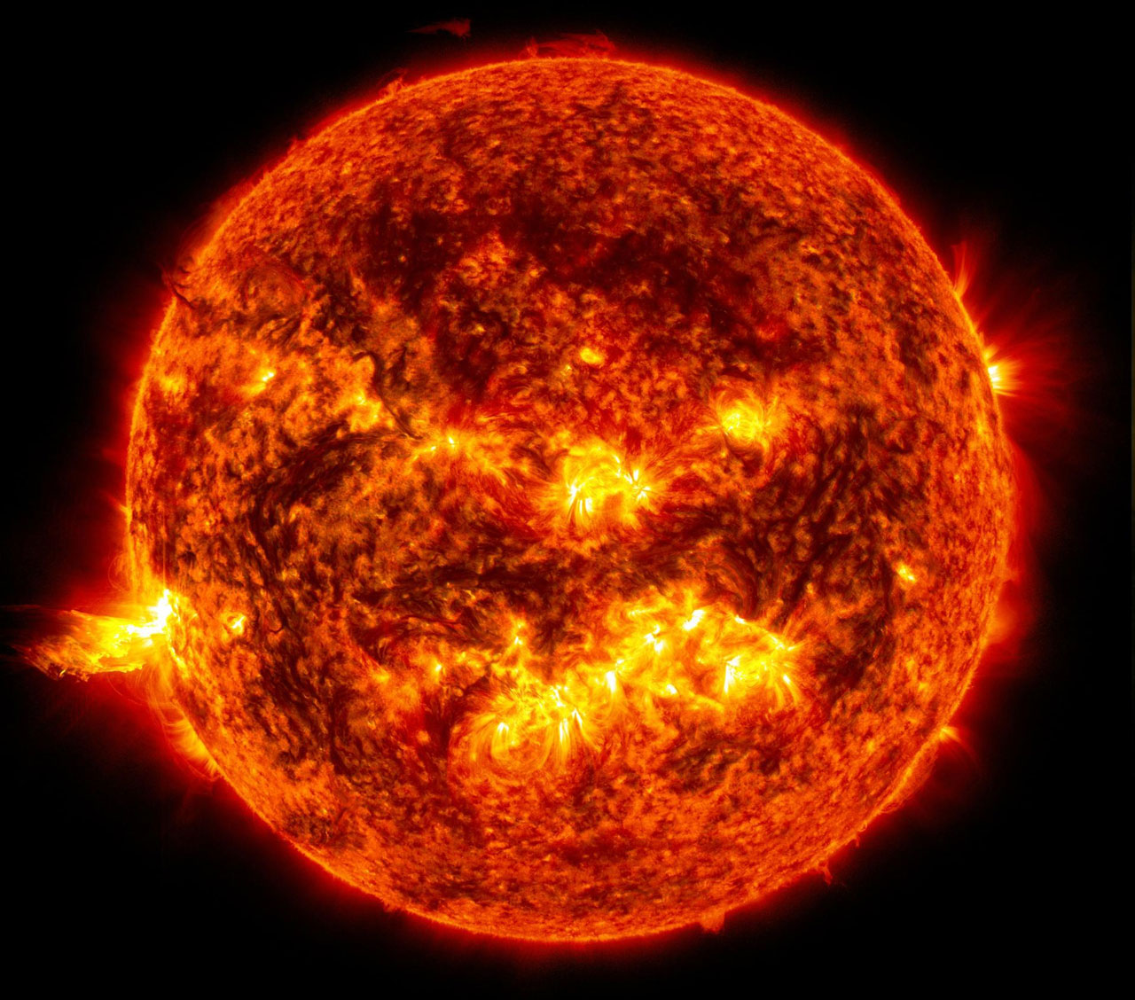 Solar Flare on Left Side of Sun.